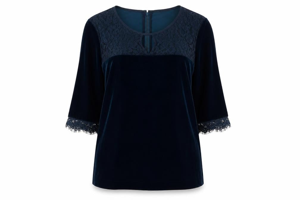 Womens UK Size 12 Betty Jackson Black Blue Tunic Blouse