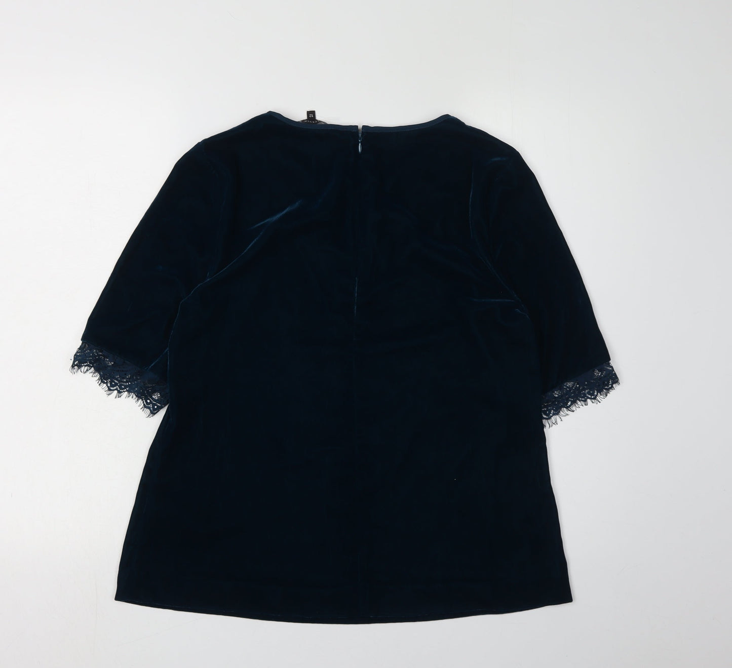 Betty Jackson Black Women's Blue Velvet Blouse, Size 12
