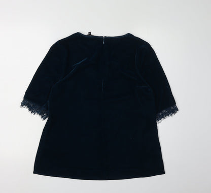 Betty Jackson Black Women's Blue Velvet Blouse, Size 12