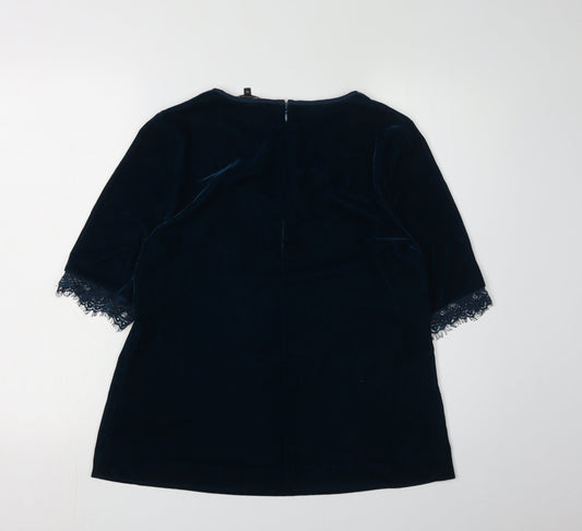 Betty Jackson Black Women's Blue Velvet Blouse, Size 12