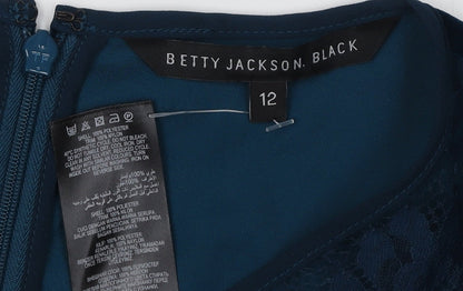 Betty Jackson Black Women's Blue Velvet Blouse, Size 12