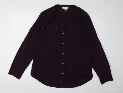 Calvin Klein Women's Purple Button-Up Shirt L