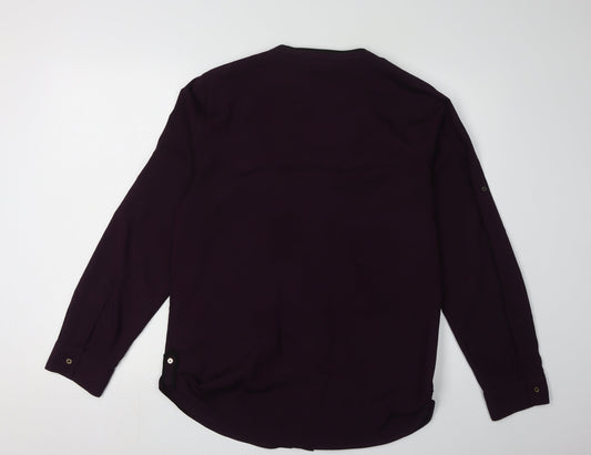 Calvin Klein Women's Purple Button-Up Shirt L