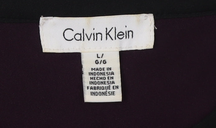 Calvin Klein Women's Purple Button-Up Shirt L