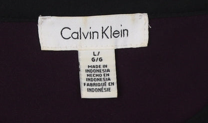 Calvin Klein Women's Purple Button-Up Shirt L
