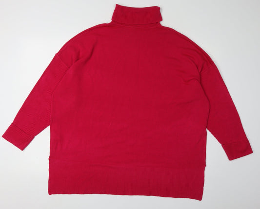 CAPSULE Women's Red Roll Neck Pullover Jumper Size 20