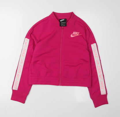 Nike Girls Pink Full Zip Knit Hoodie - Size M