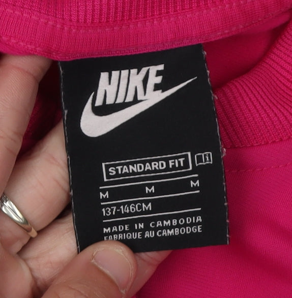 Nike Girls Pink Full Zip Knit Hoodie - Size M