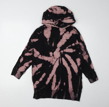 Next Girls Black Tie Dye Hooded Dress - 10 Years, Long Sleeve