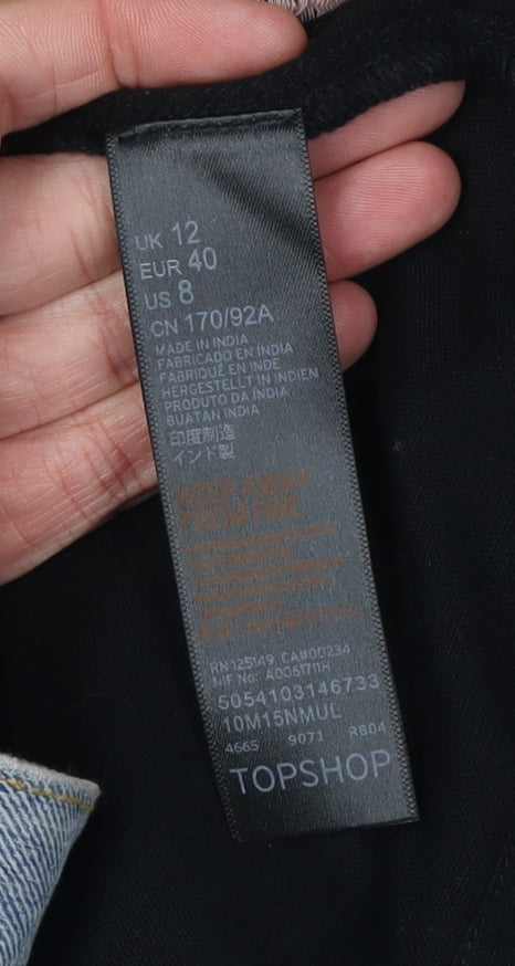 Topshop Women's Black Floral Shift Dress Size 12