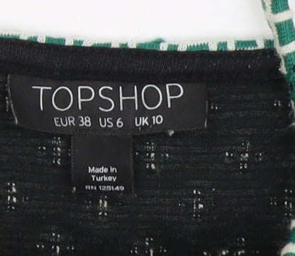 Womens UK Size 10 Topshop Green Camisole Tank