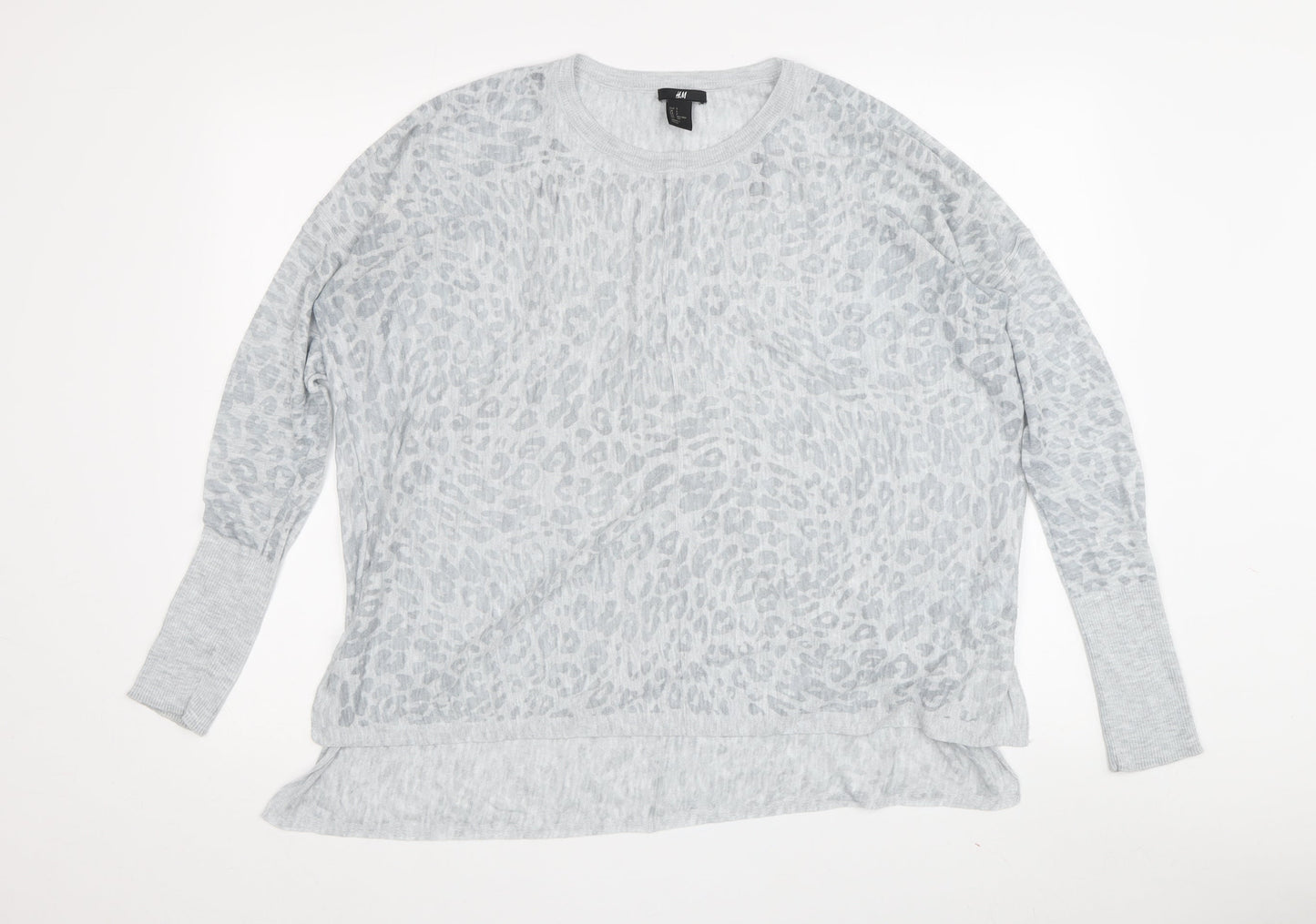Womens UK Size S H&M Grey Jersey Long Sleeve