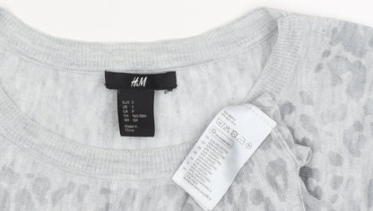 Womens UK Size S H&M Grey Jersey Long Sleeve