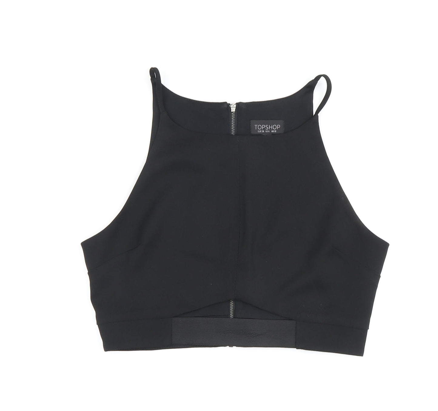 Womens UK Size 10 Topshop Black Cropped Tank
