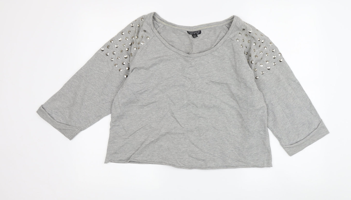 Womens UK Size 12 Topshop Grey Basic T-Shirt