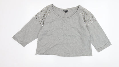 Womens UK Size 12 Topshop Grey Basic T-Shirt