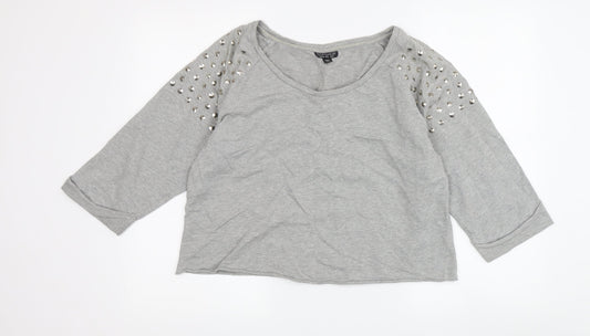 Womens UK Size 12 Topshop Grey Basic T-Shirt