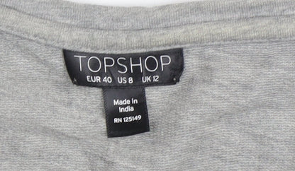 Womens UK Size 12 Topshop Grey Basic T-Shirt