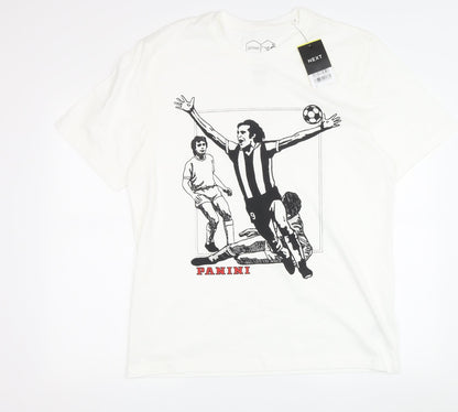 NEXT Men's White Sports Graphic Cotton T-Shirt M