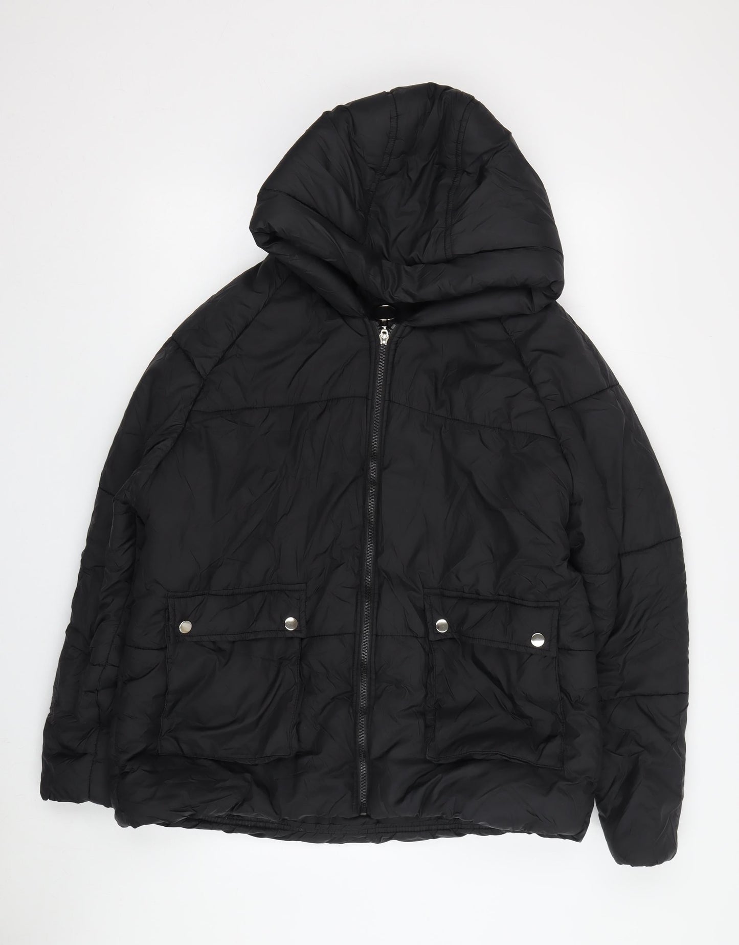 Womens UK Size 6 PRETTYLITTLETHING Black Puffer Jacket