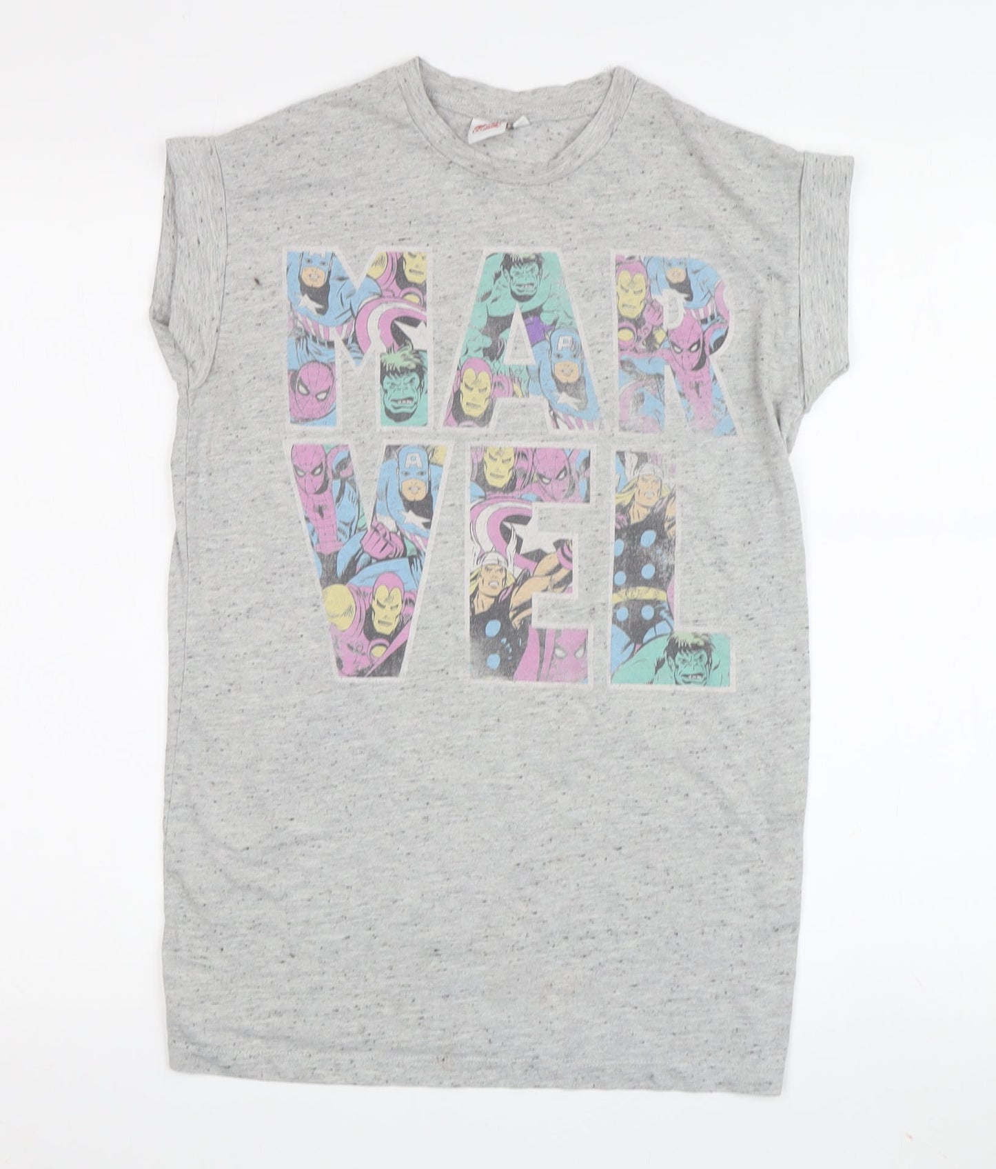 Womens UK Size 8 Marvel Grey Basic T-Shirt