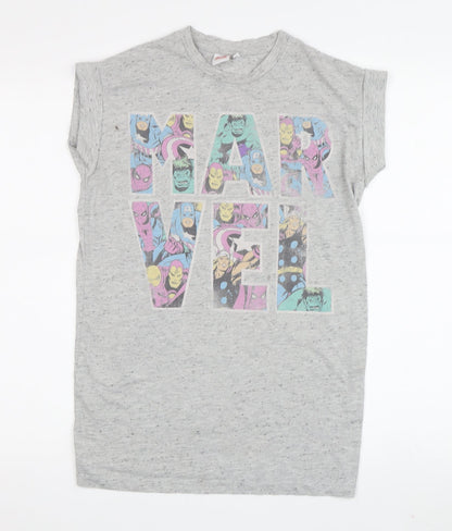 Womens UK Size 8 Marvel Grey Basic T-Shirt