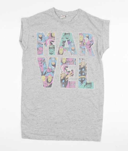 Womens UK Size 8 Marvel Grey Basic T-Shirt
