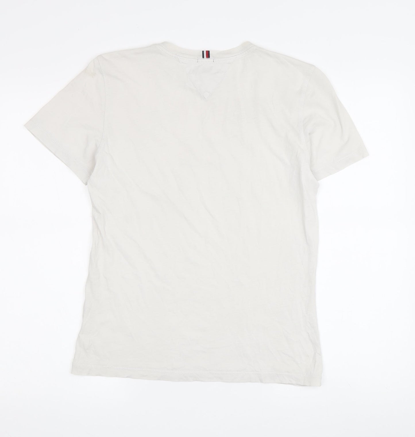 Tommy Hilfiger Boys White Logo T-Shirt 164 - Basic Crew Neck Short Sleeve