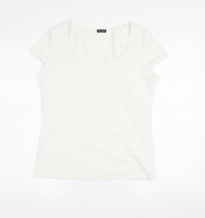 Planet Women's White Medium Square Neck T-Shirt