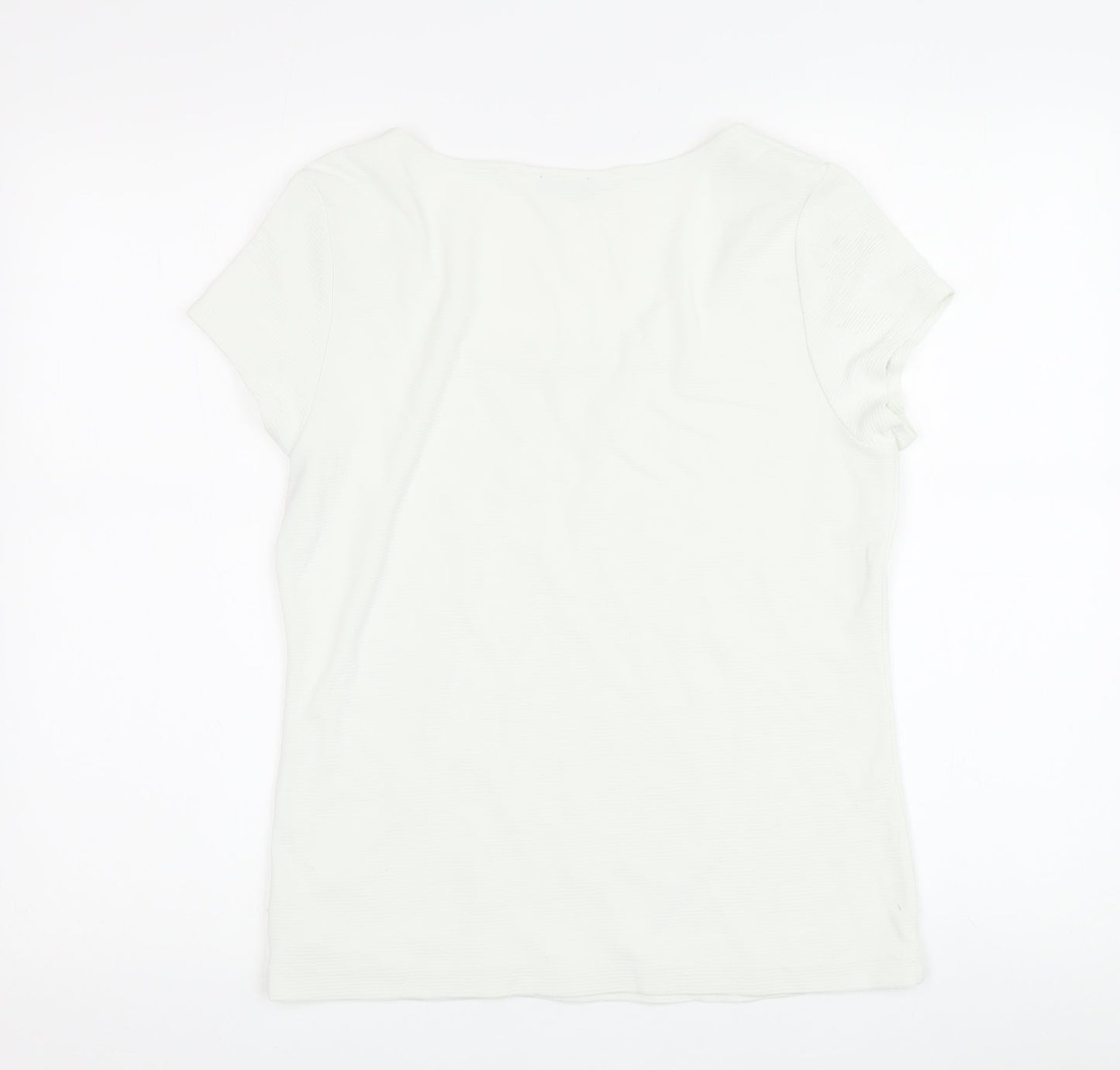 Planet Women's White Medium Square Neck T-Shirt