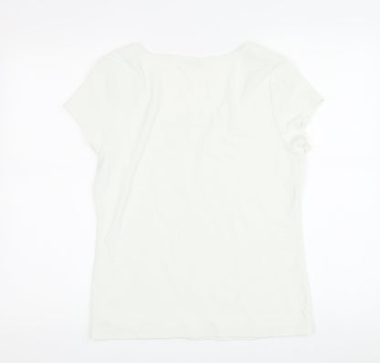 Planet Women's White Medium Square Neck T-Shirt
