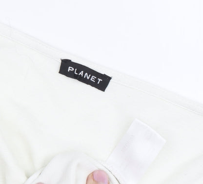 Planet Women's White Medium Square Neck T-Shirt