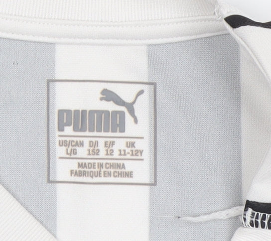 Puma Boys Black & White Striped Football Jersey 12-13Y