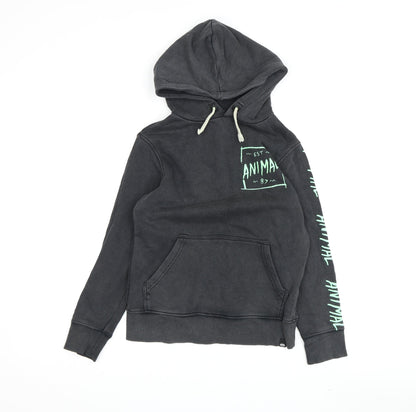 Animal Boys Black Graphic Hoodie 7-8 Years Pullover Style