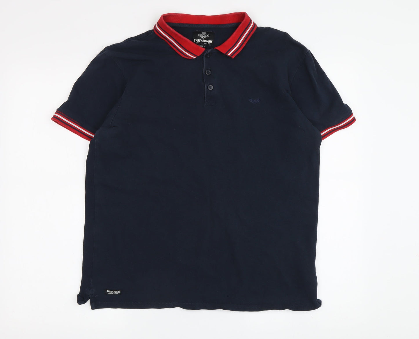 Threadbare Men's Blue Polo Shirt Size L with Red Trim