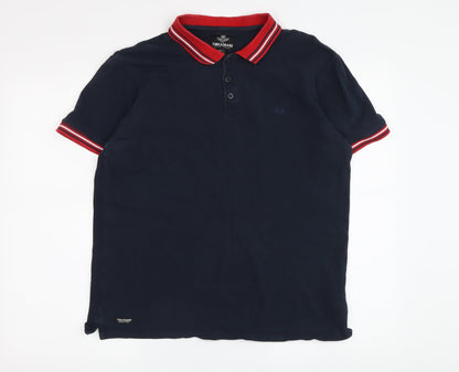 Threadbare Men's Blue Polo Shirt Size L with Red Trim