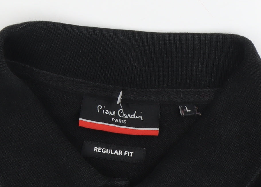 Pierre Cardin Men's Black Polo L Regular Fit