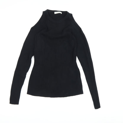 Womens UK Size 8 Whistles Black Basic T-Shirt