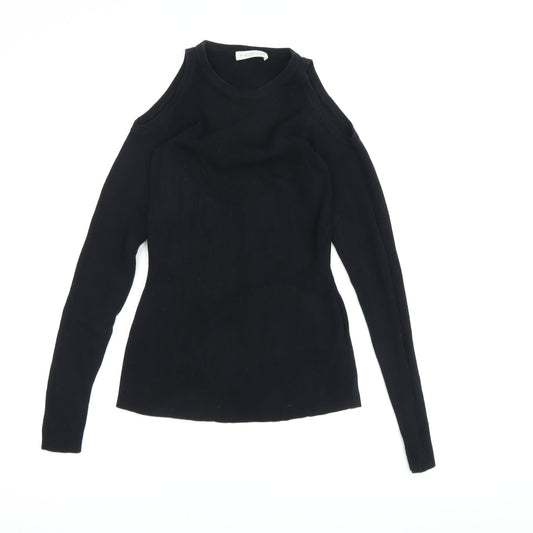 Womens UK Size 8 Whistles Black Basic T-Shirt