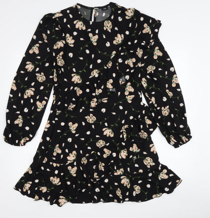 River Island Women's Black Floral Ruffle Dress - Size 12