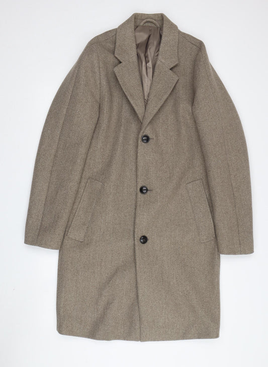 Mens UK Size S Topman Beige Overcoat