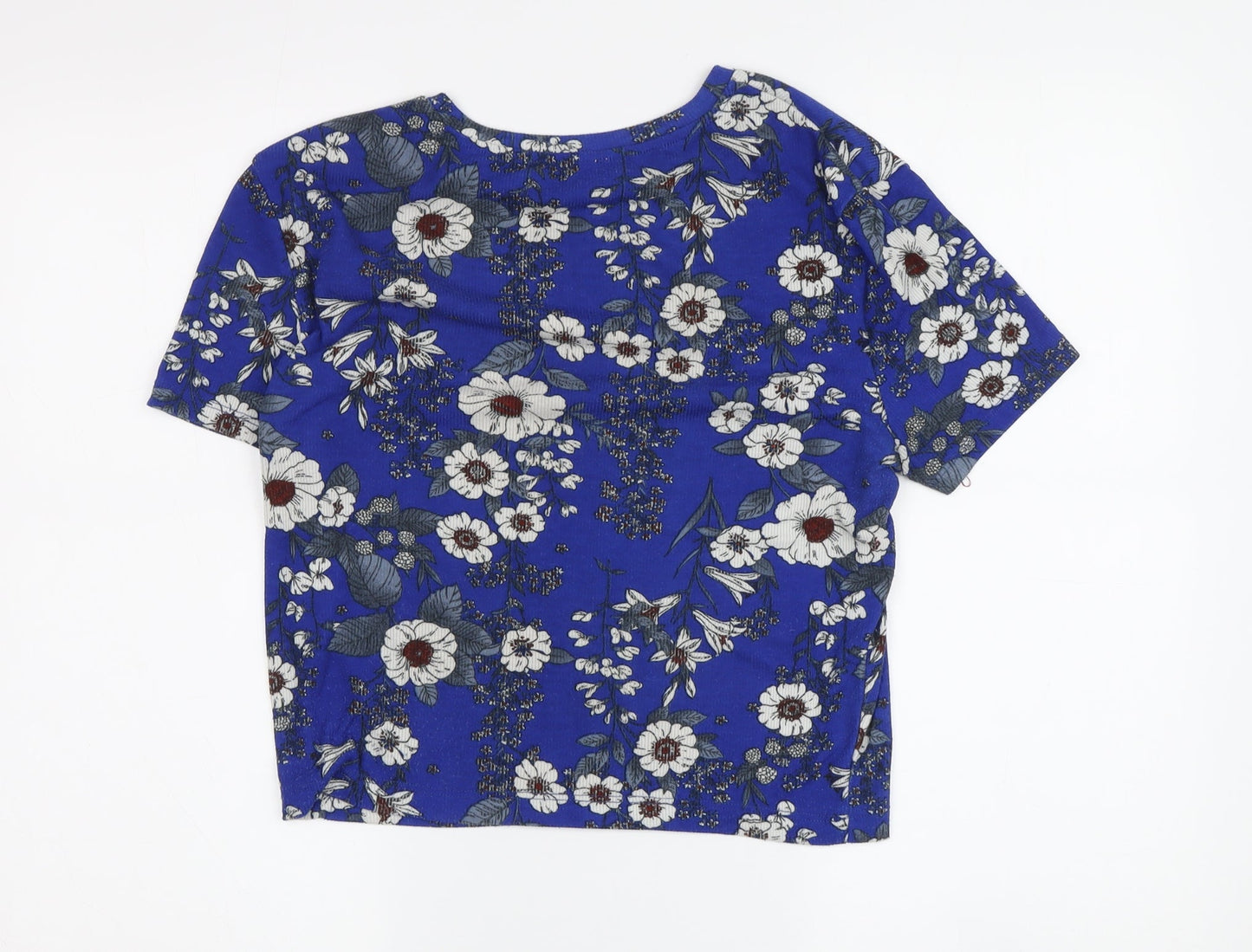 Zara Women’s Blue Floral T-Shirt Size 10