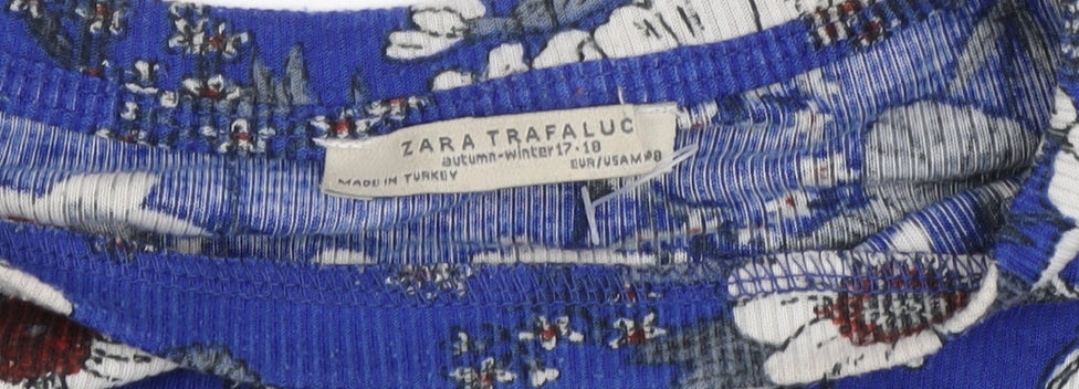 Zara Women’s Blue Floral T-Shirt Size 10
