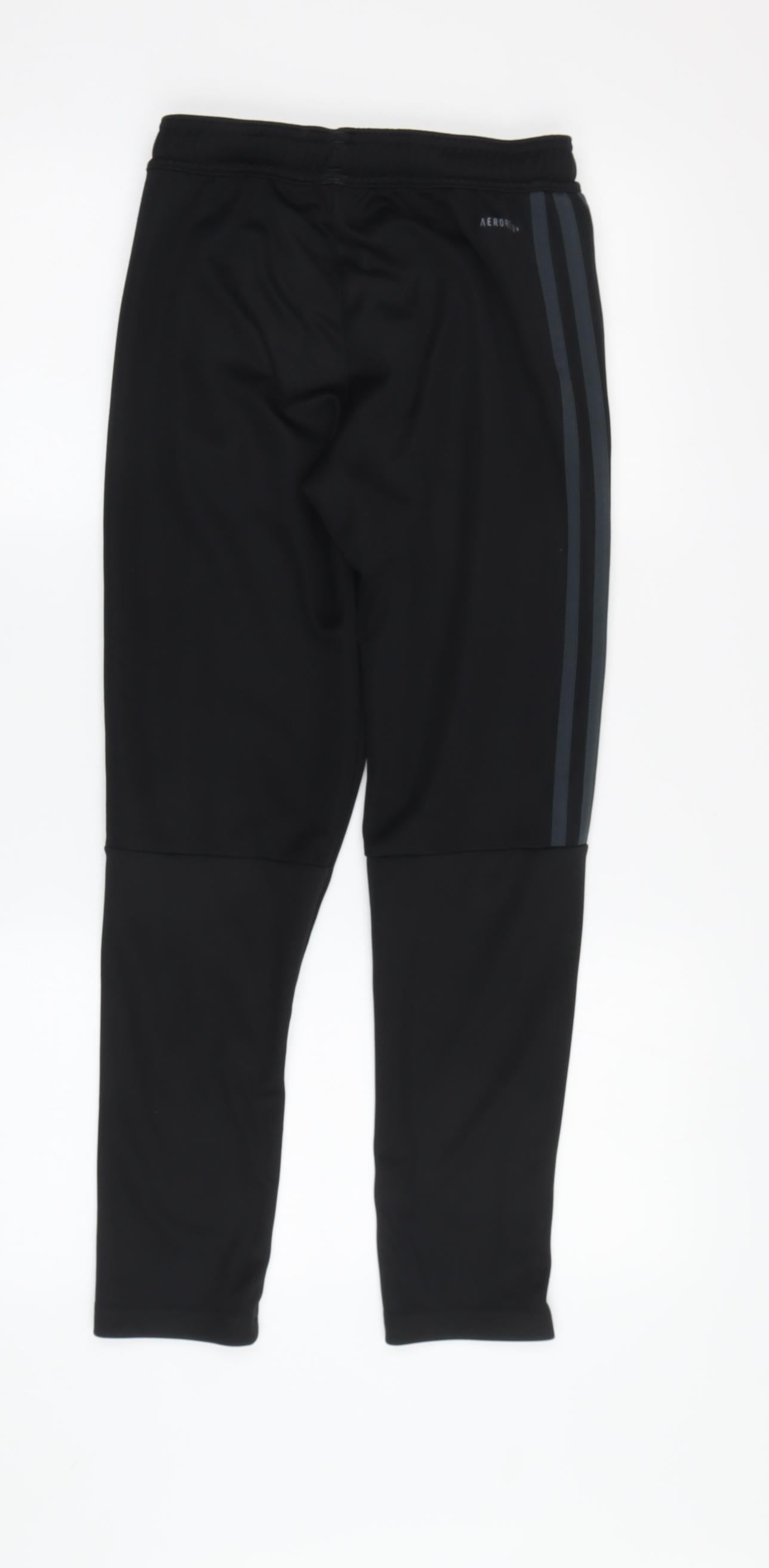 Adidas Boys Black Track Pants 10Yrs - Elastic Waist Comfort