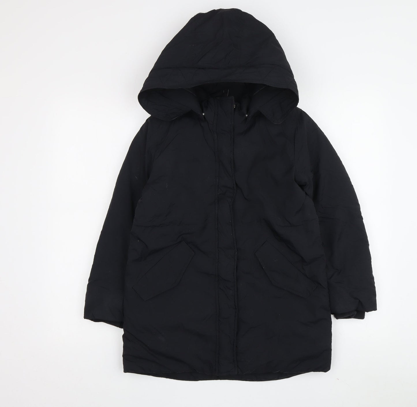 H&M Boys Black Hooded Puffer Jacket 8-9 Years Winter