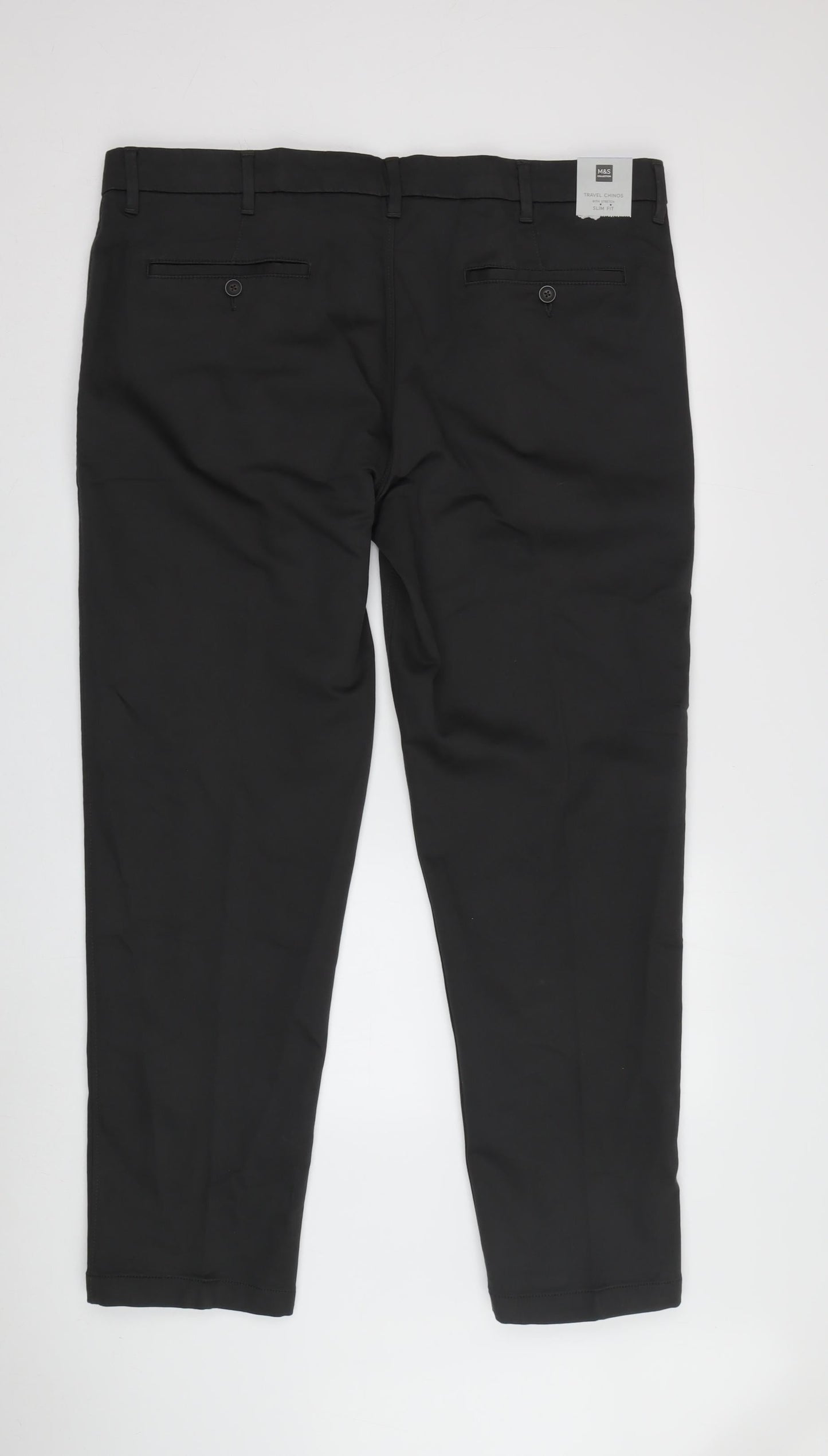 Marks and Spencer Men's Black Slim Fit Chino Trousers