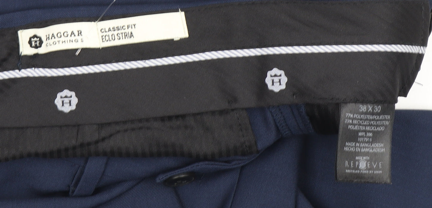 Haggar Men's Blue Classic Fit Dress Pants 38x30