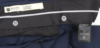 Haggar Men's Blue Classic Fit Dress Pants 38x30