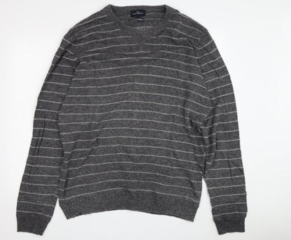 Blue Harbour Men's Grey L Wool Blend Striped Pullover