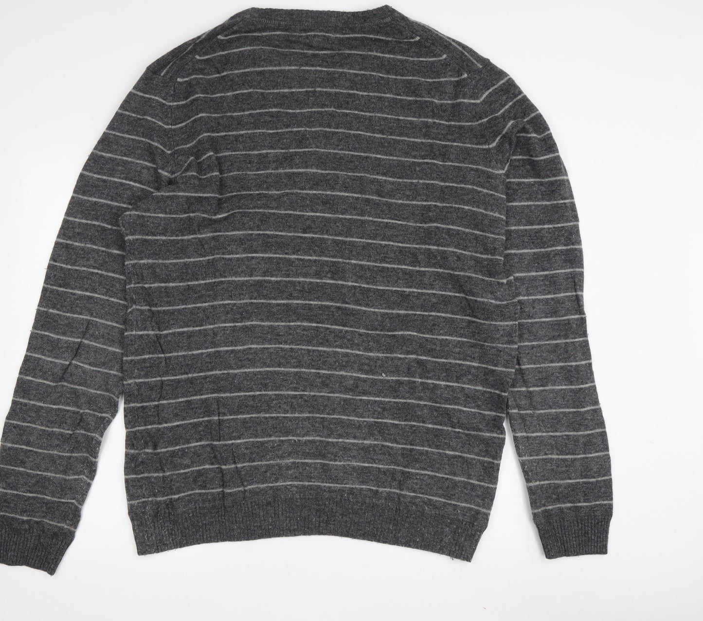 Blue Harbour Men's Grey L Wool Blend Striped Pullover